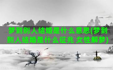 梦到别人结婚是什么意思(梦到别人结婚是什么征兆 女性解梦)